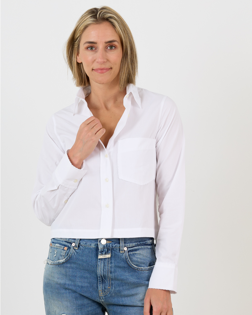 Cropped Overhemdblouse Wit