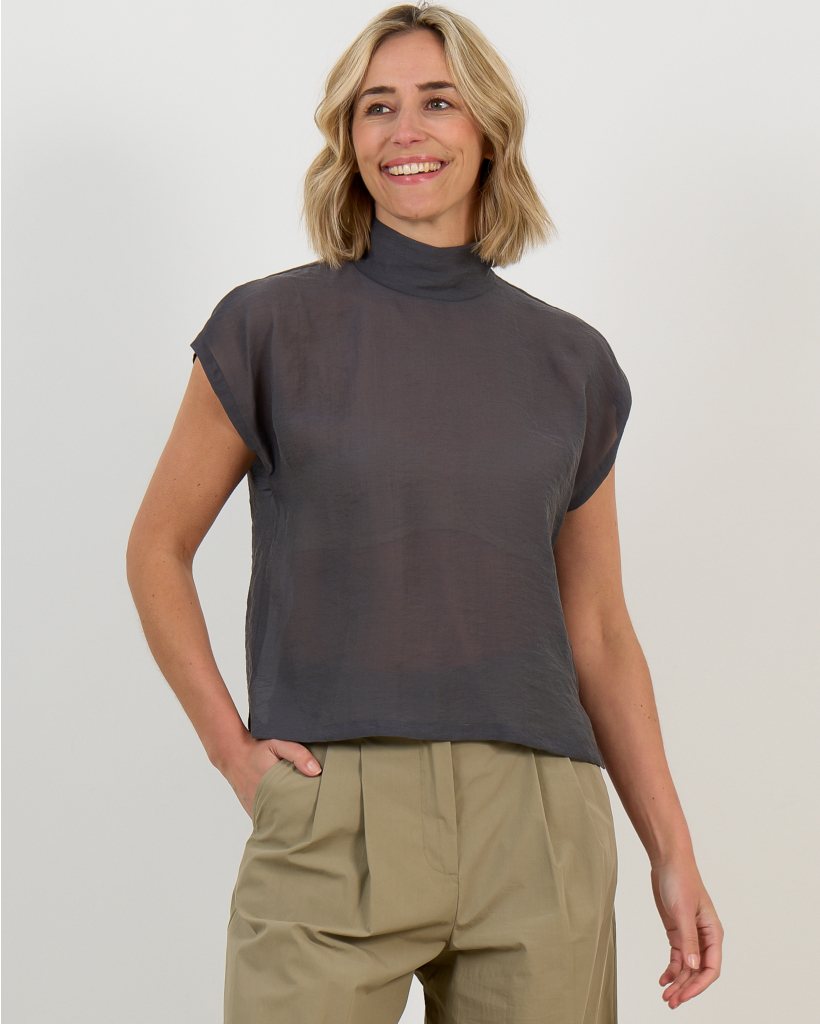 Alaria Lyocell Mix Blouse Antraciet