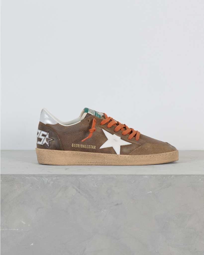 Ball Star Suede Sneaker Bruin met Oranje Veters 