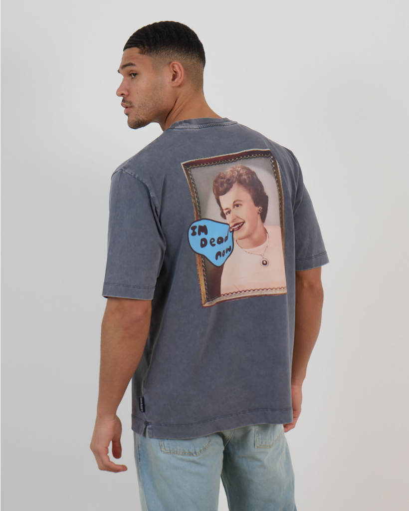 Faded T-shirt met Print Grijs