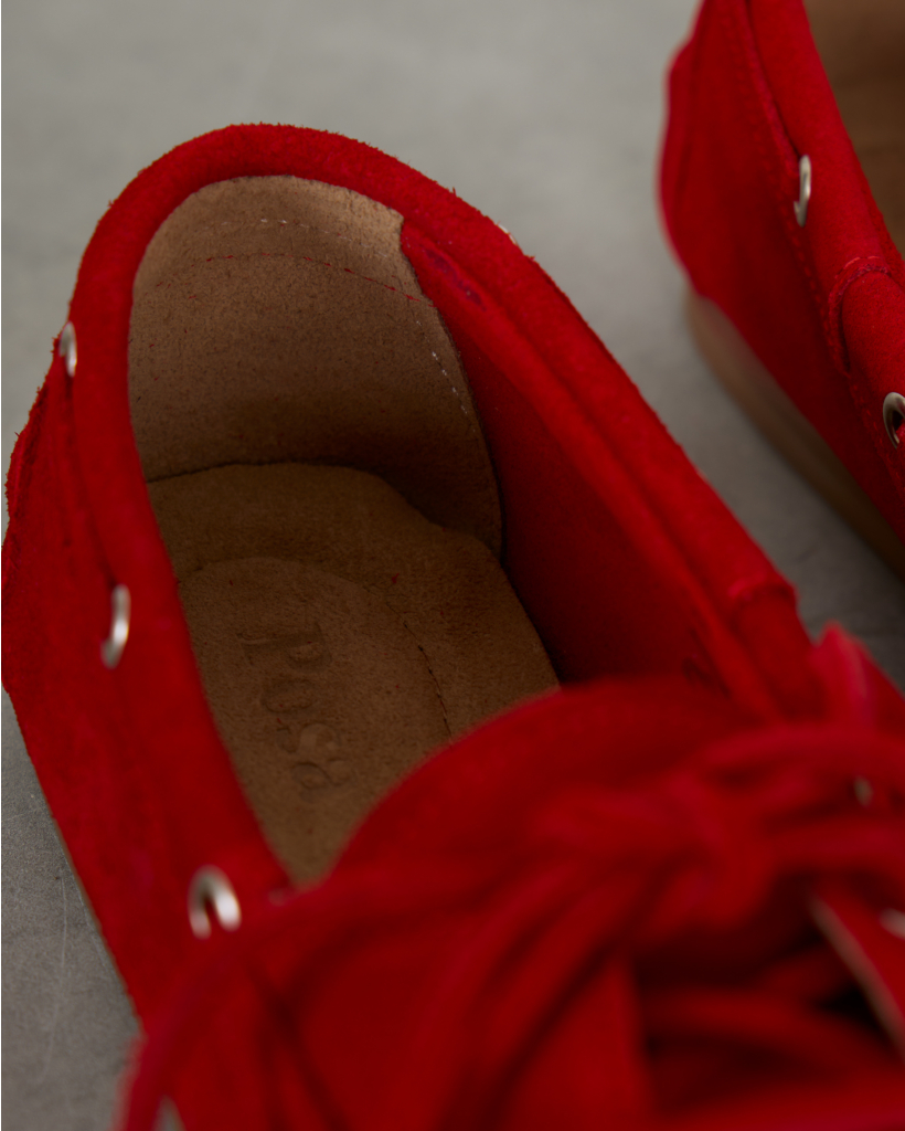 Boat Loafer Brushed Suède Rood
