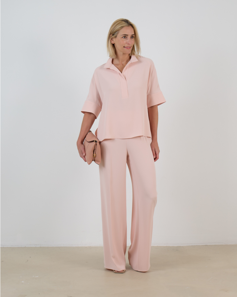 Extra Crêpe Wijde Pijpen Pantalon Roze 