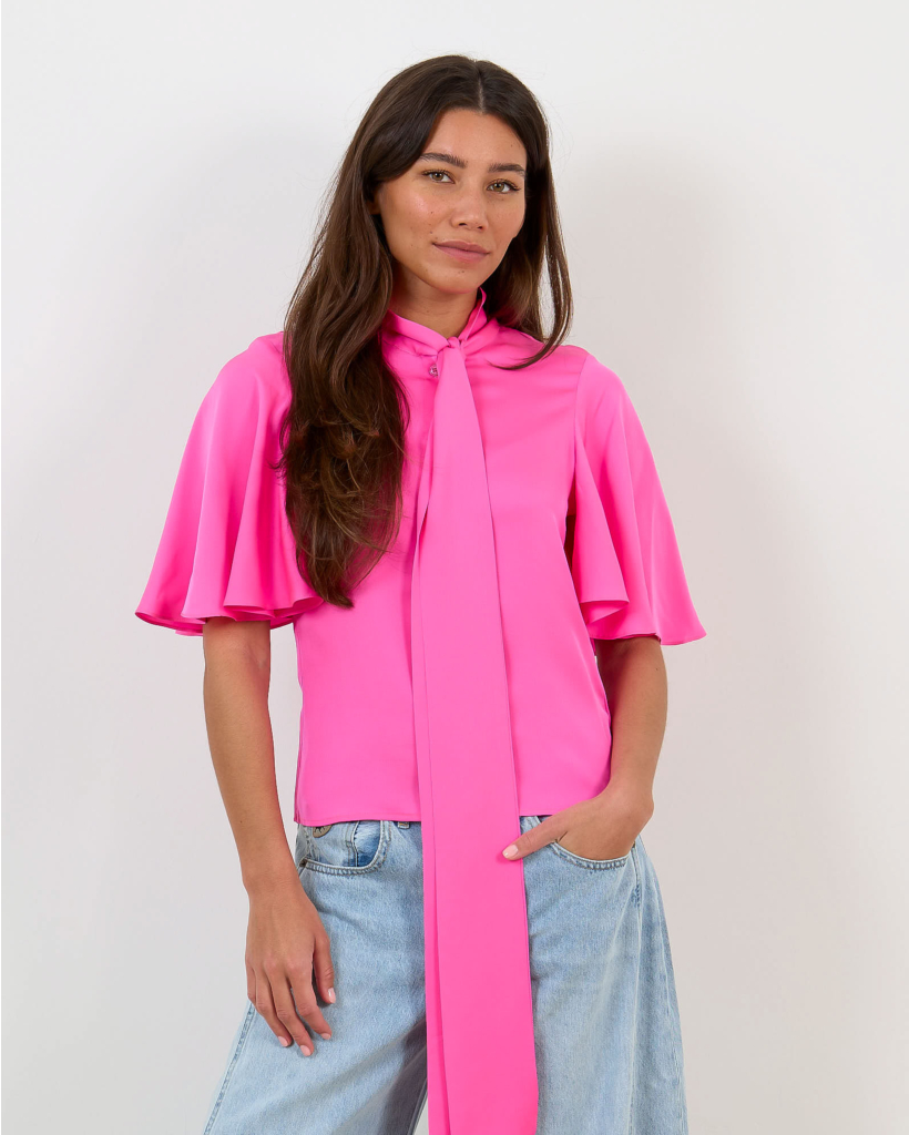 Alessa Zijden Blouse Fel Roze