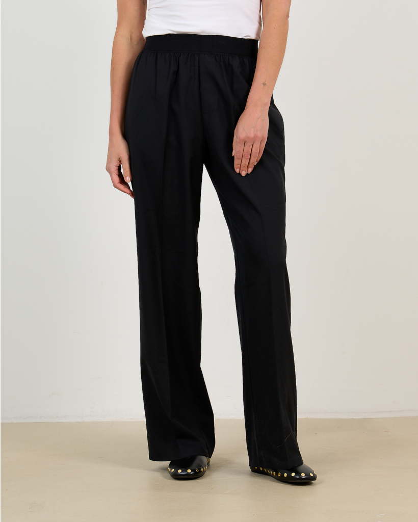 Wollen Relaxed Trouse Pantalon Zwart