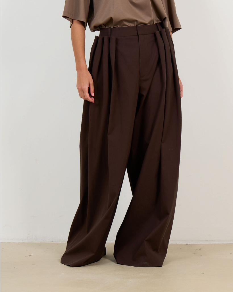 Pleated Pantalon Hickory Brown