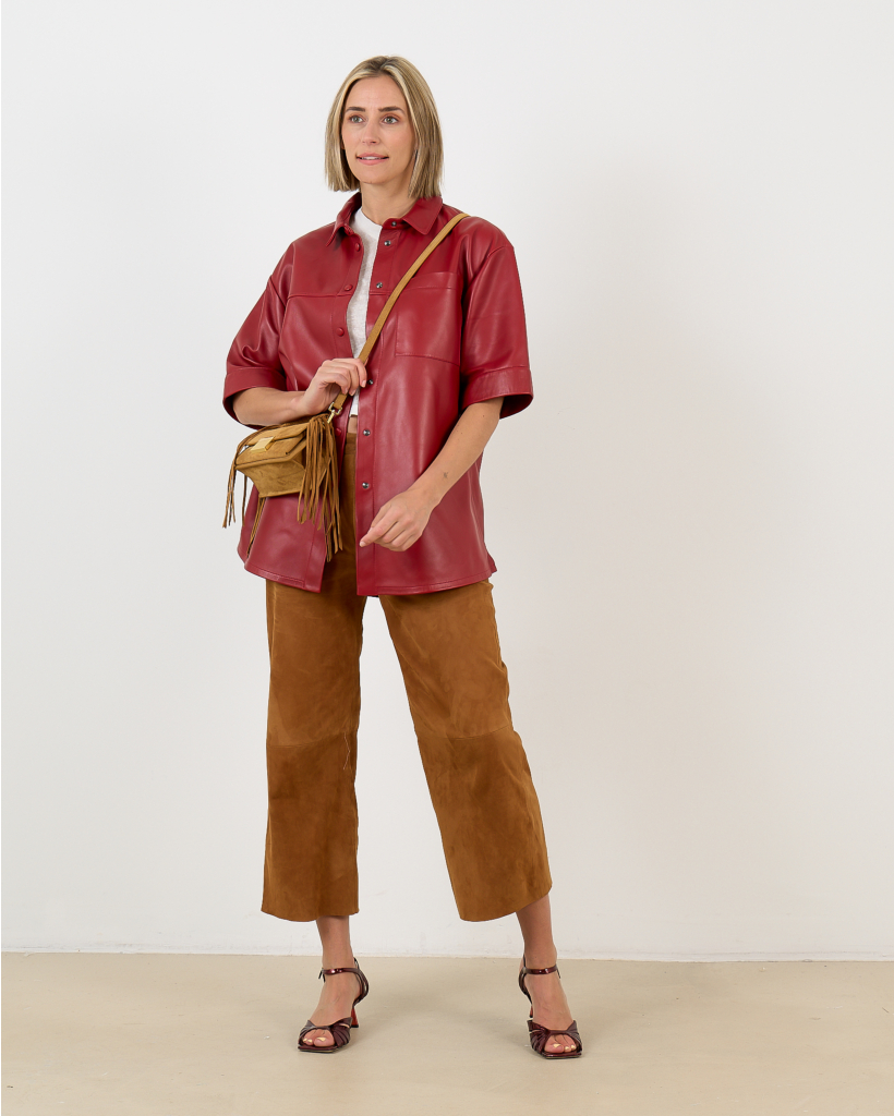 Satu Overshirt Korte Mouw Rood Leer