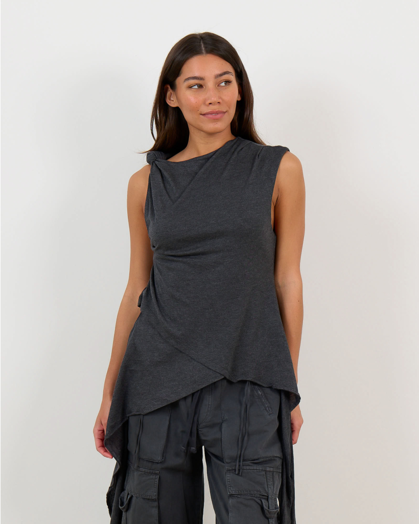 Jersey Top met Knoopdetails Phantom Grijs