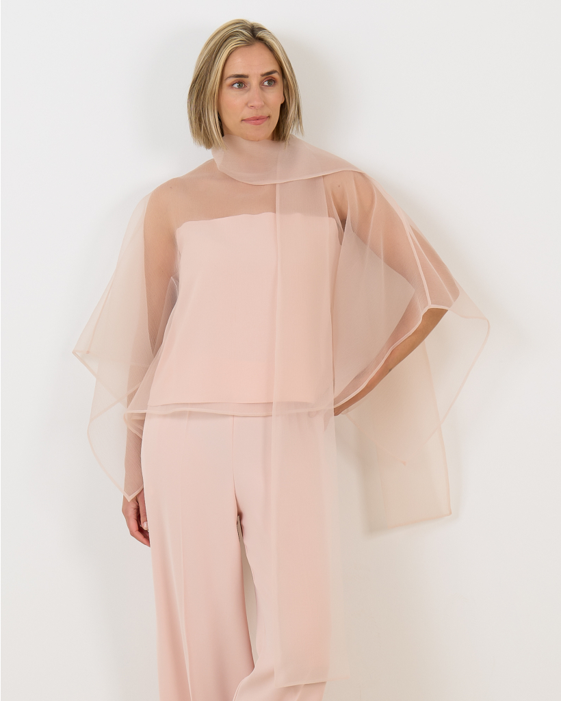 Edwin Cloqué Organza Blouse Rose