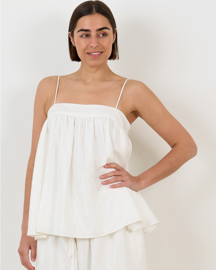 Striped Slip Top Bright White