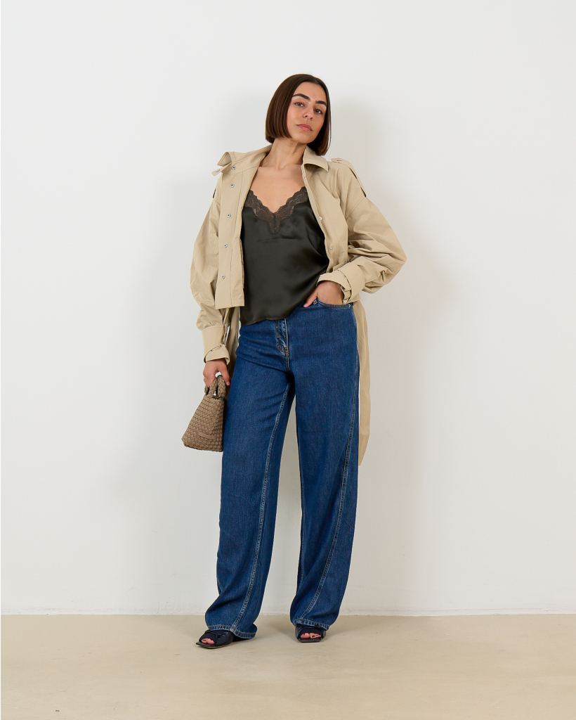 Pip Zijden Top Dark Green