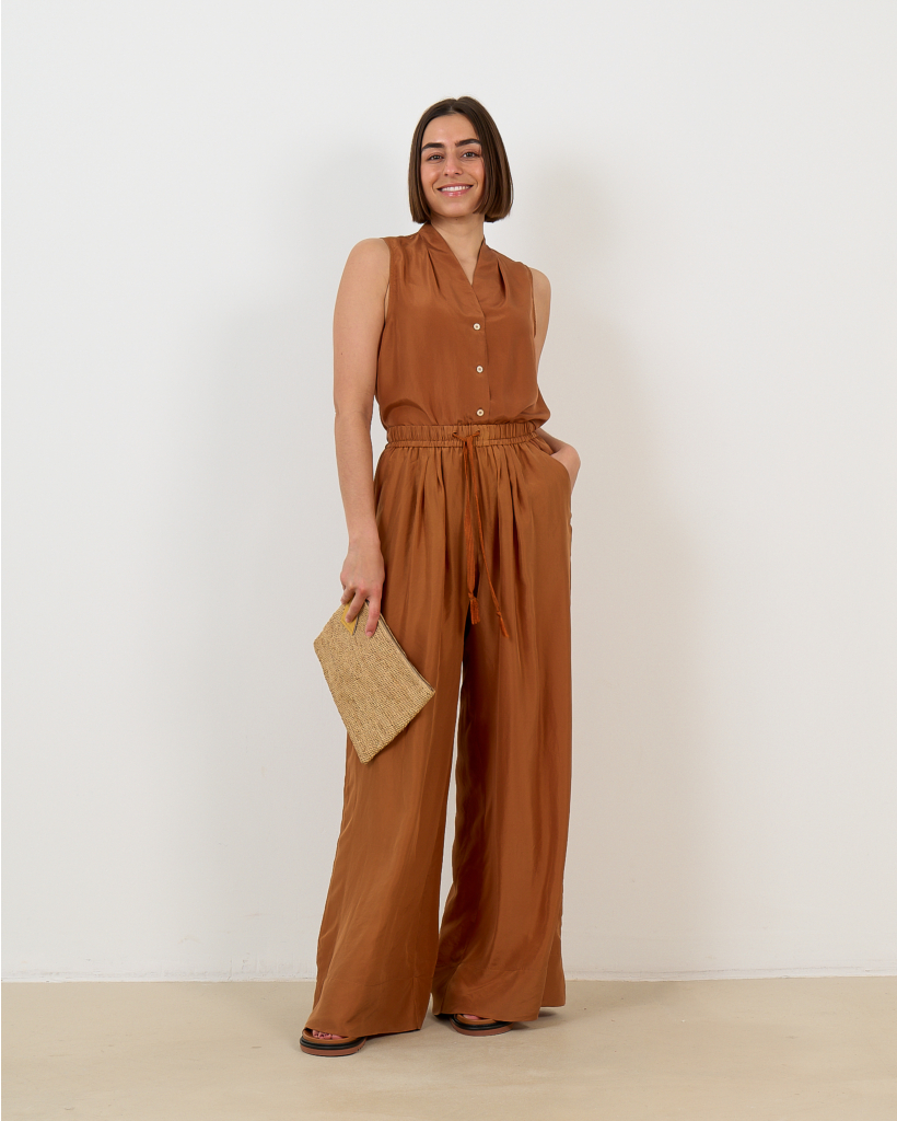 Zijden Pantalon Brons