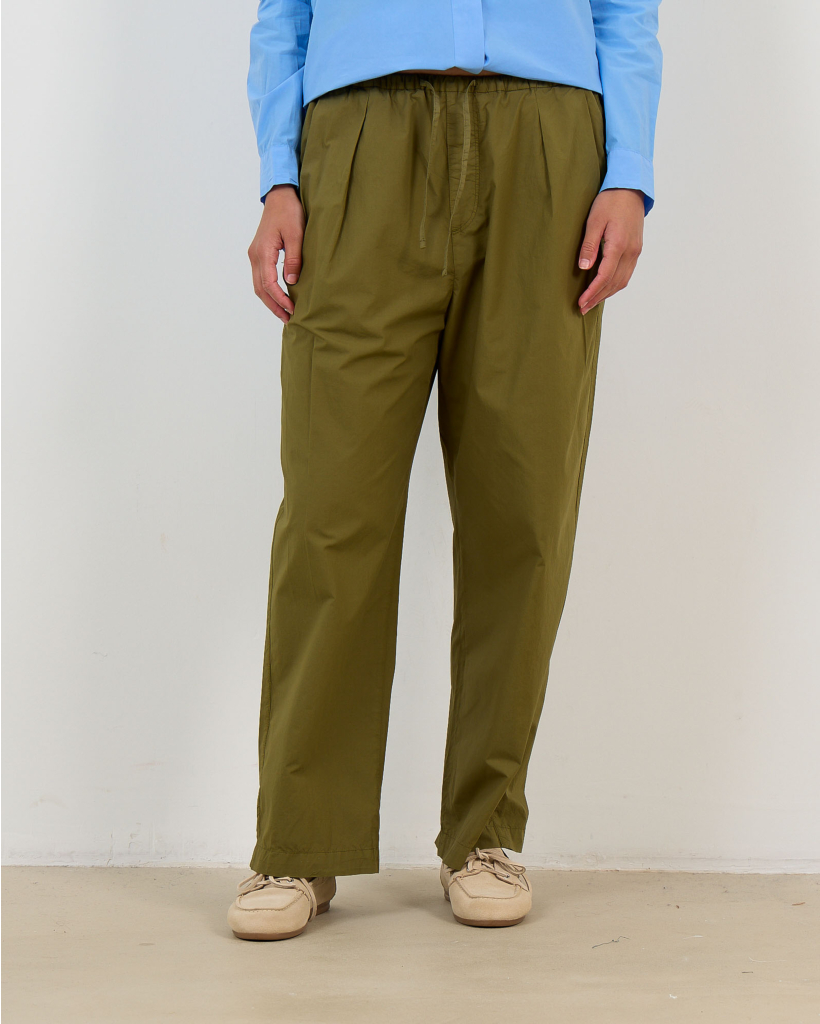 Romilla Relaxed Poplin Pantalon Groen