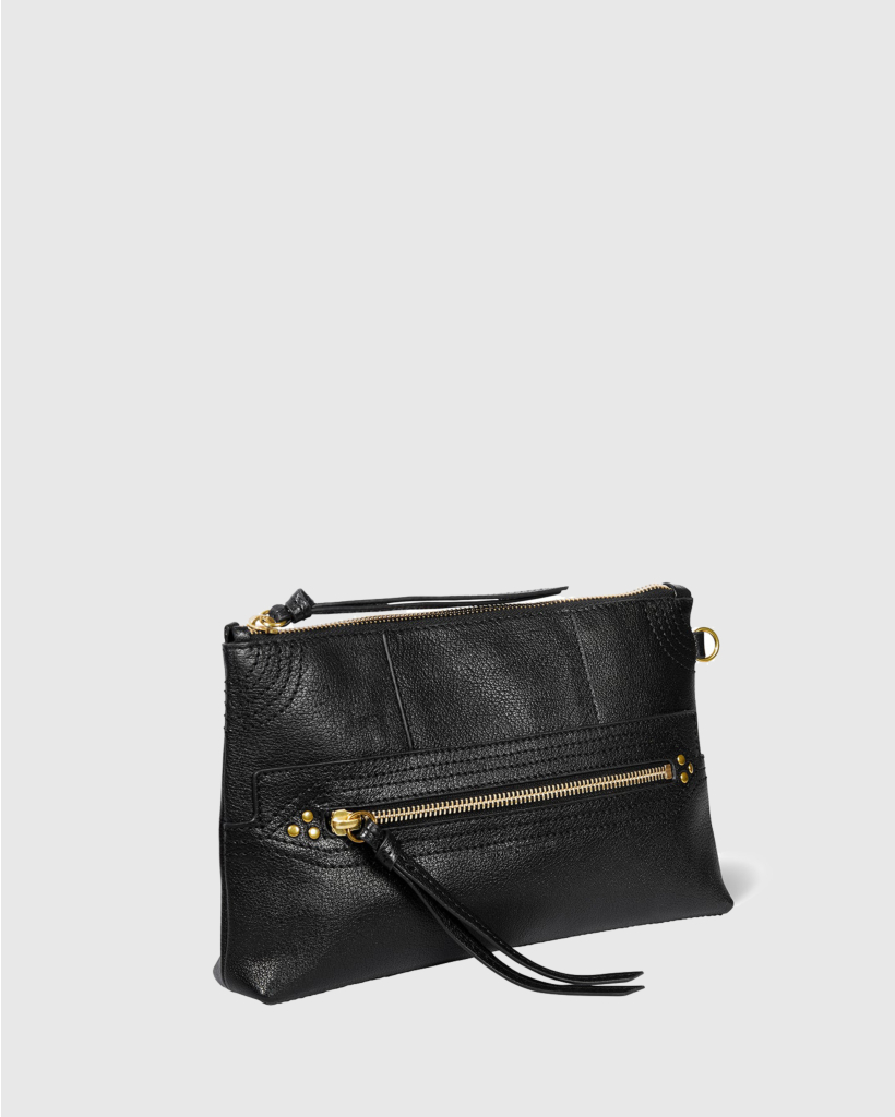 Lucky Clutch Noir Brass Buffaloskin