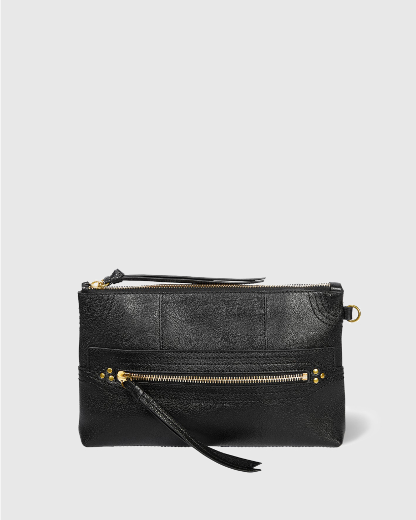 Lucky Clutch Noir Brass Buffaloskin