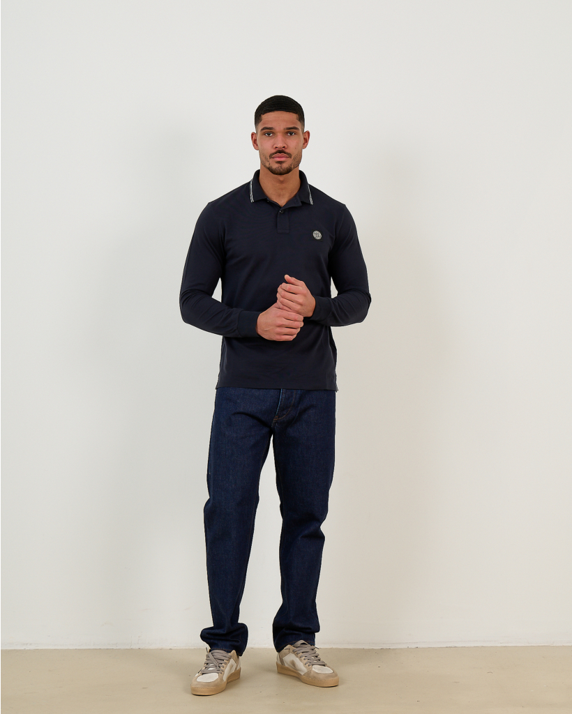 2200012 Polo Lange Mouw Navy Blue