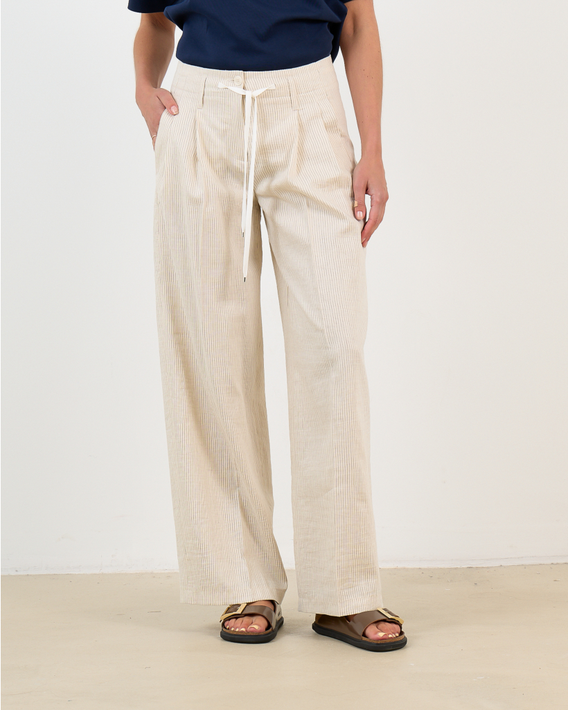 Adisson Pantalon Gestreept Ecru