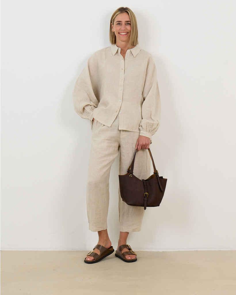 Miles Linnen Pantalon Relax Fit Beige