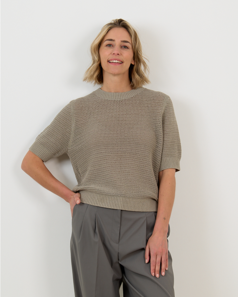 Sanidy Pullover Korte Mouw Kakigroen