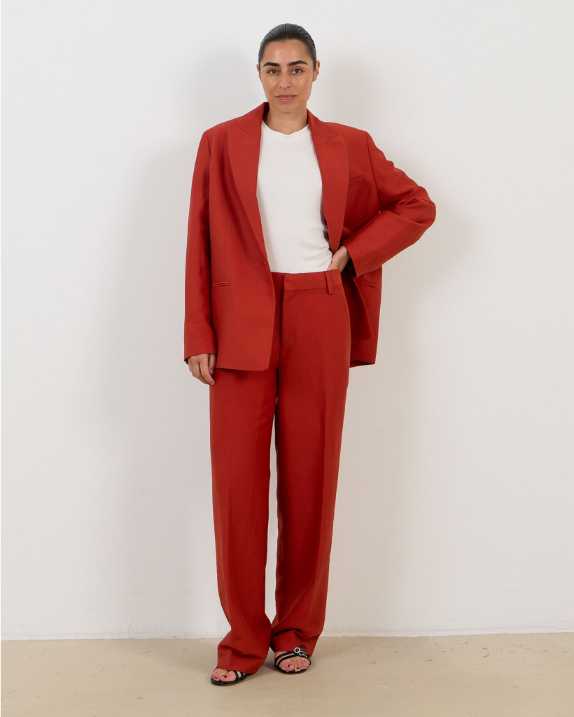Jurdy Linnen Pantalon met Split Rood