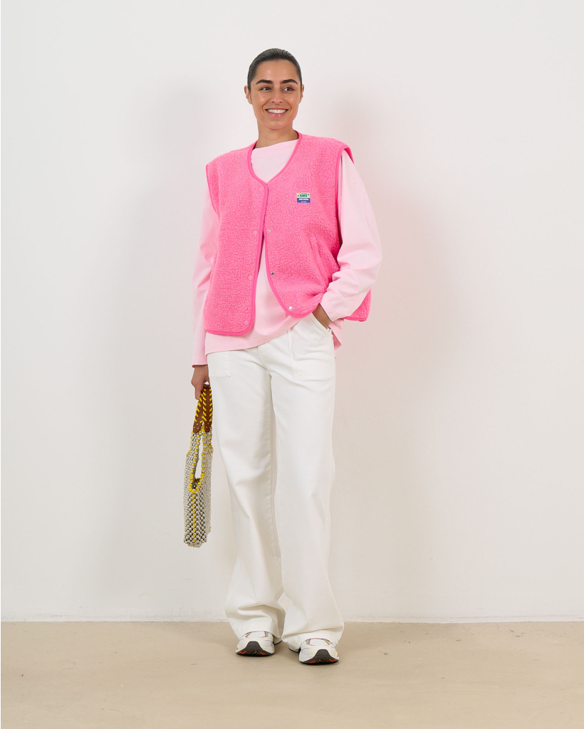 Hoktown Mouwloos Teddy Vest Roze