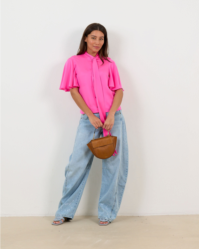 Alessa Zijden Blouse Fel Roze
