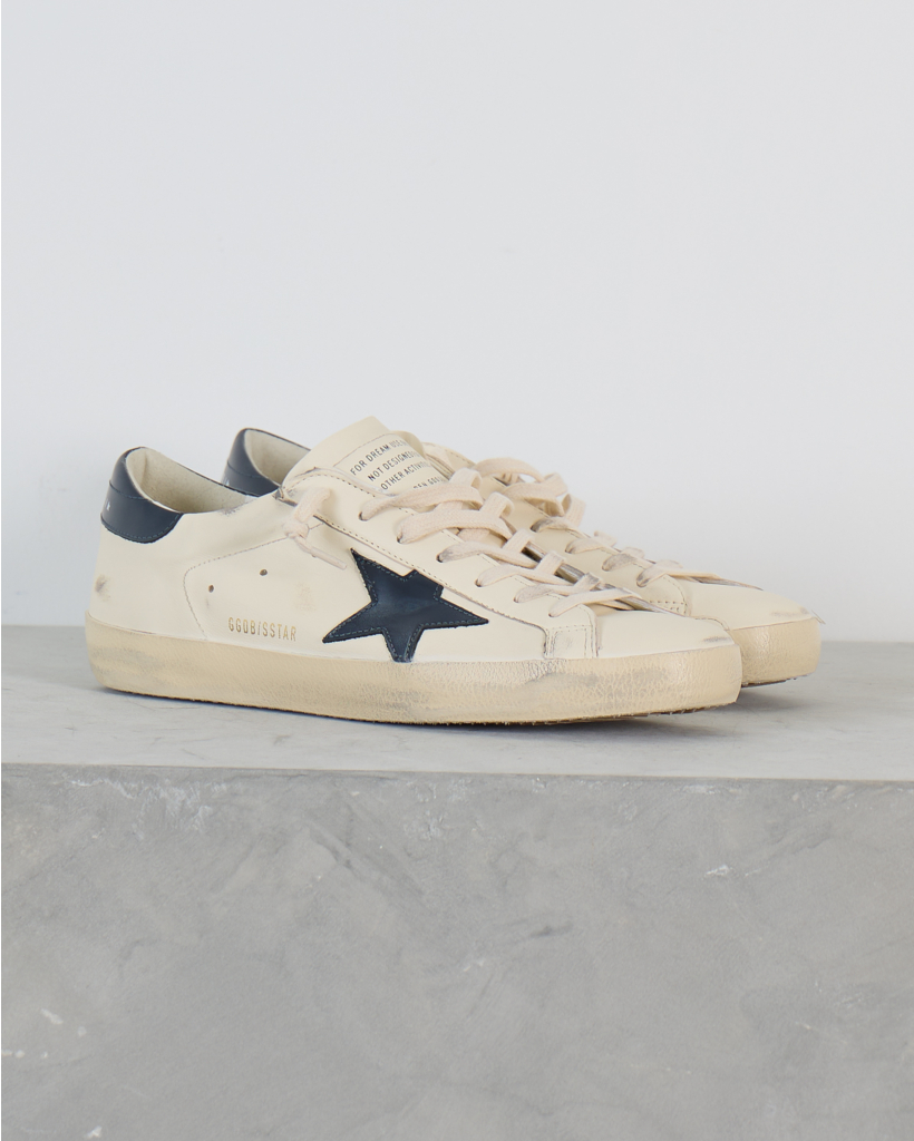 Super Star Leren Sneaker Beige Night Blue