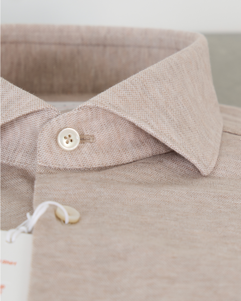 Casual Knitted Lange Mouw Overhemd Beige