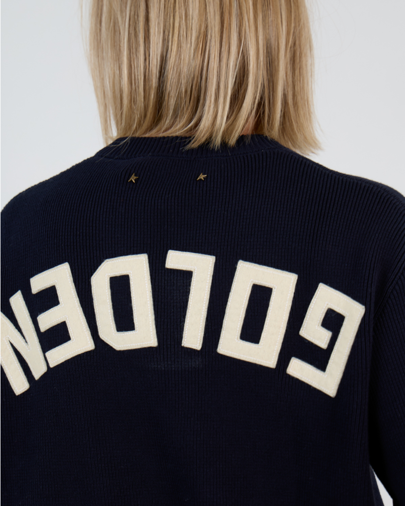 Pullover met Ronde Hals en Logo op de Rug Navy