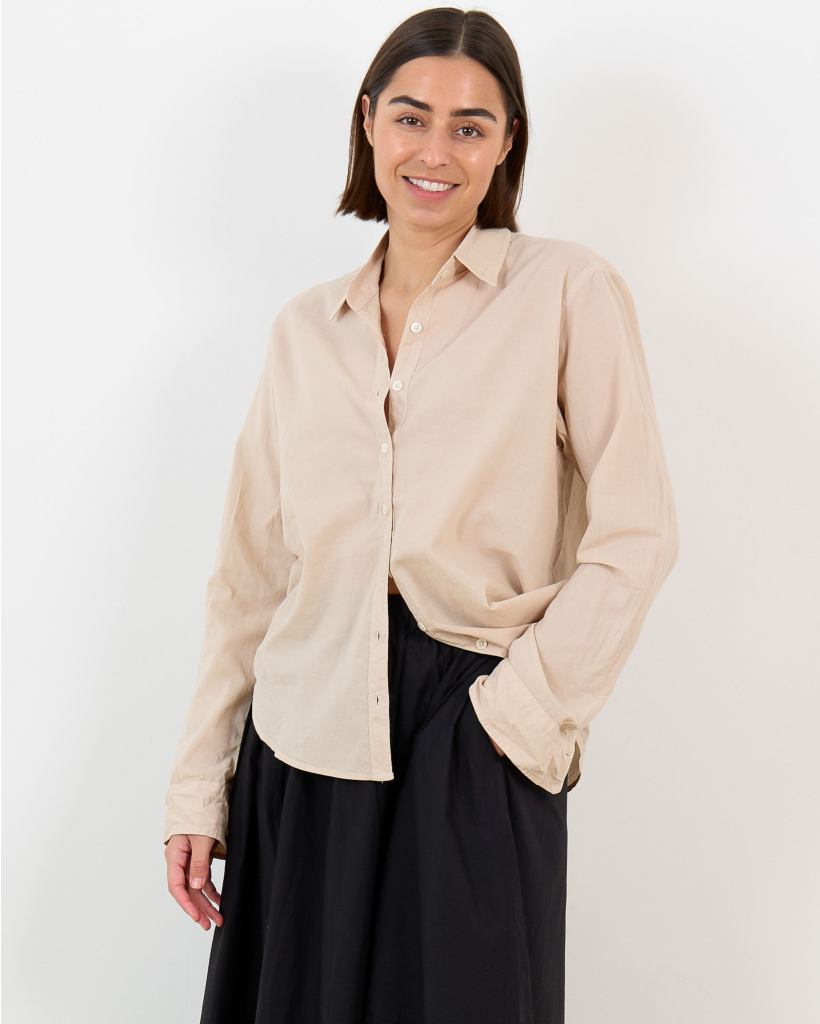Bowie Washed Poplin Blouse Parchment