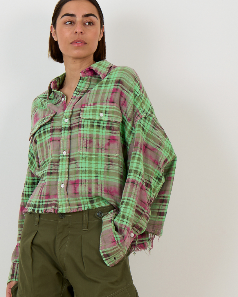 Cropped Work Shirt Green