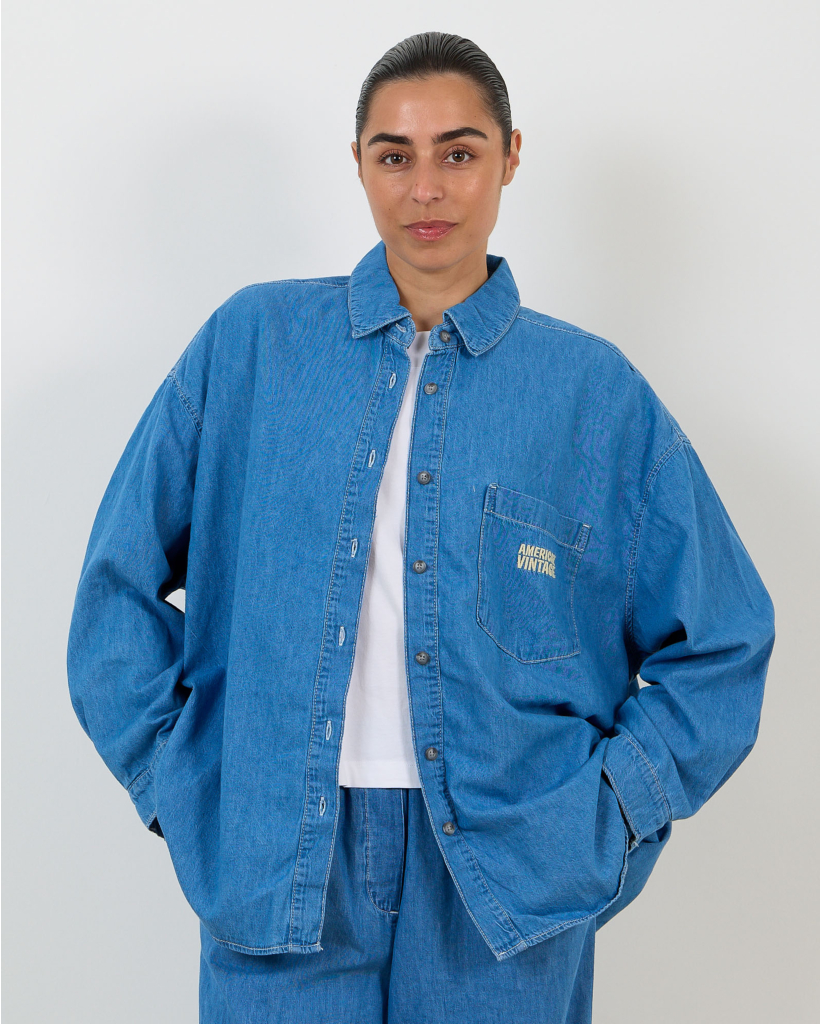 Izeway Denim Blouse met Logo Blauw