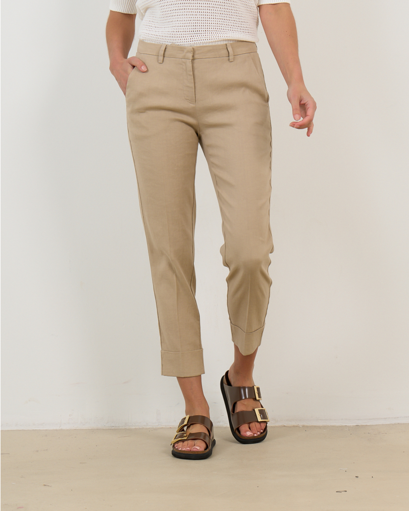 Krystal Linnen Pantalon Zand