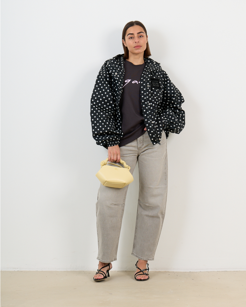 Printed Nylon Jacket Stippen Zwart 