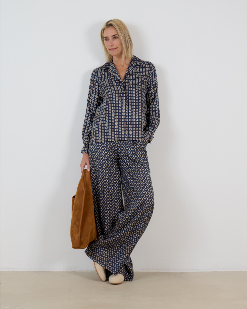 Printed silk trousers Ultramarine