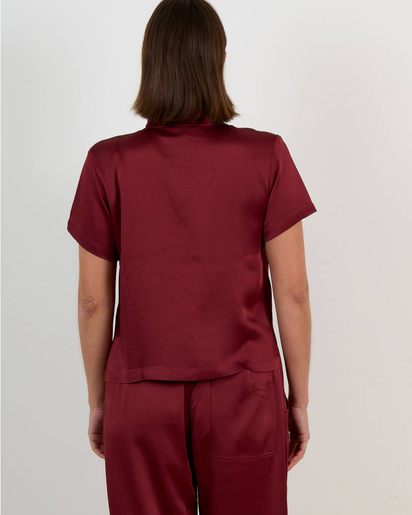 Lotus Crêpe Satijnen Blouse Cacao