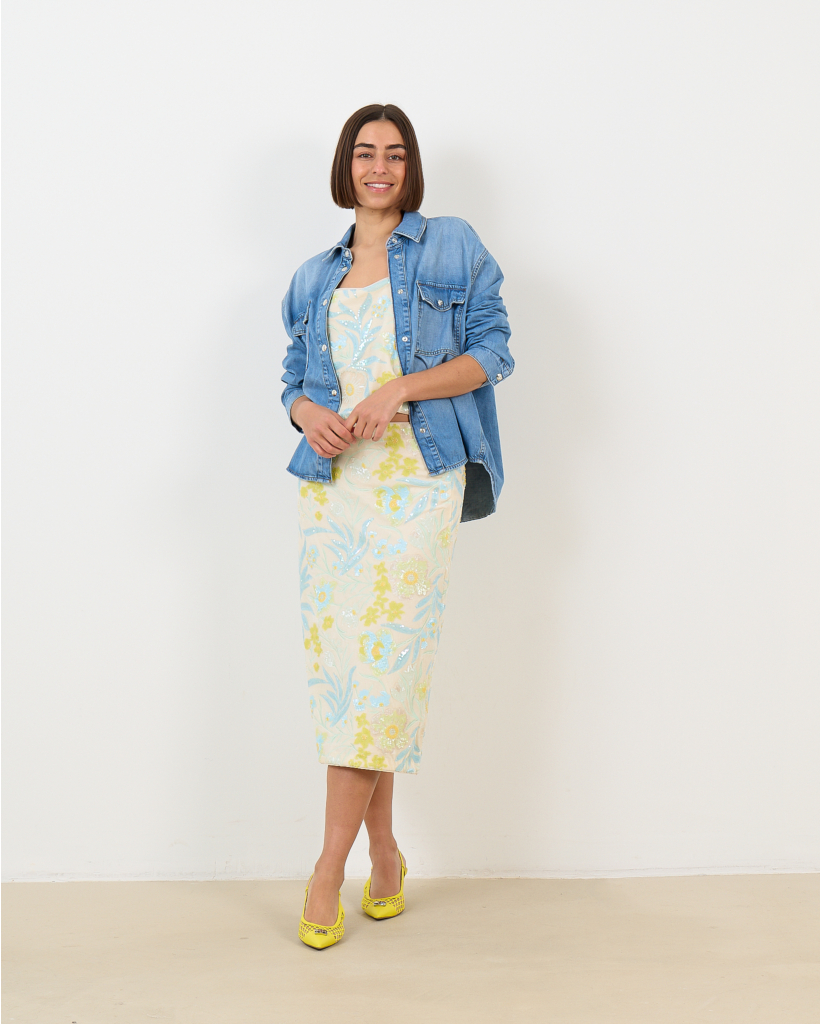 Jovana Velvet Mouwloze Top Pastel Geel