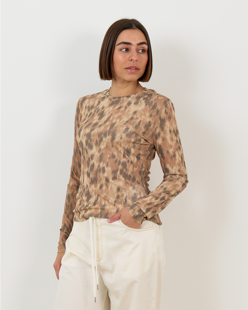 Mesh Longsleeve met Print Bruin 