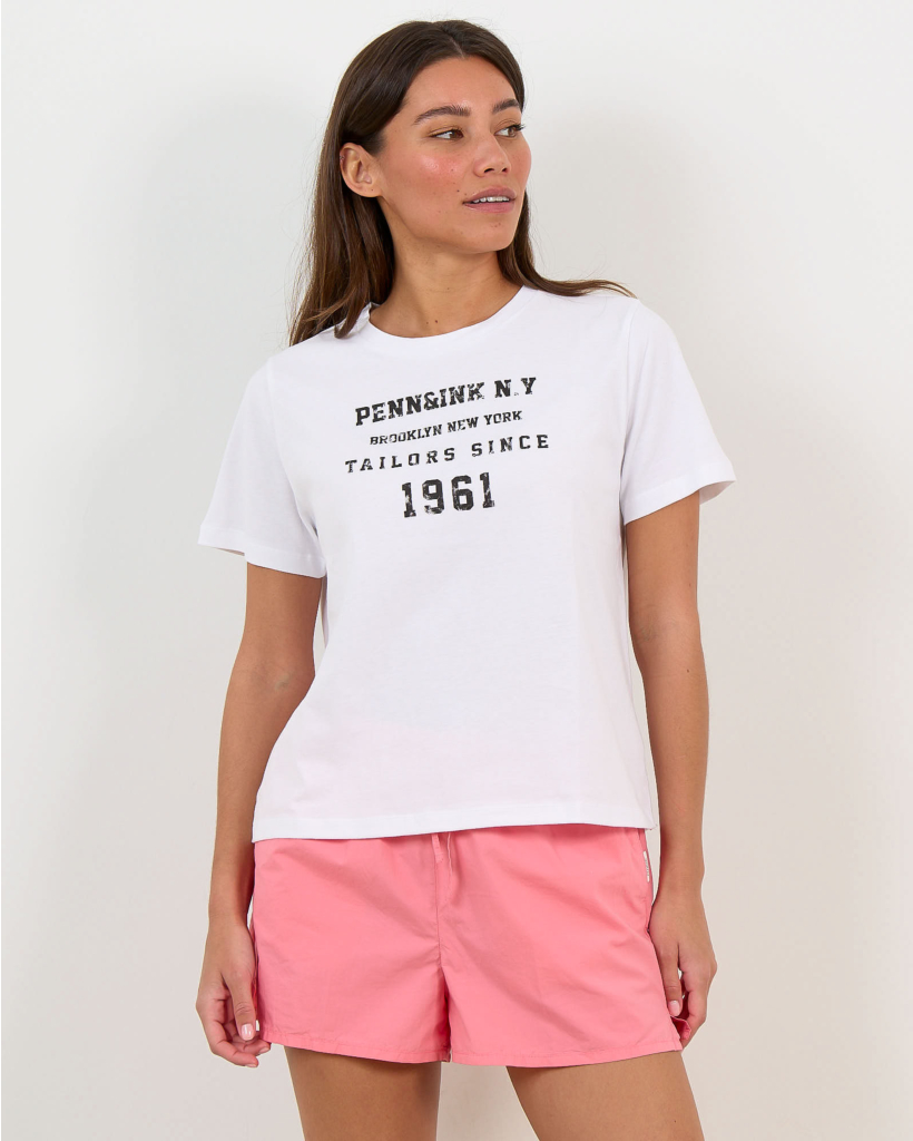 T-shirt met Print Wit/Zwart