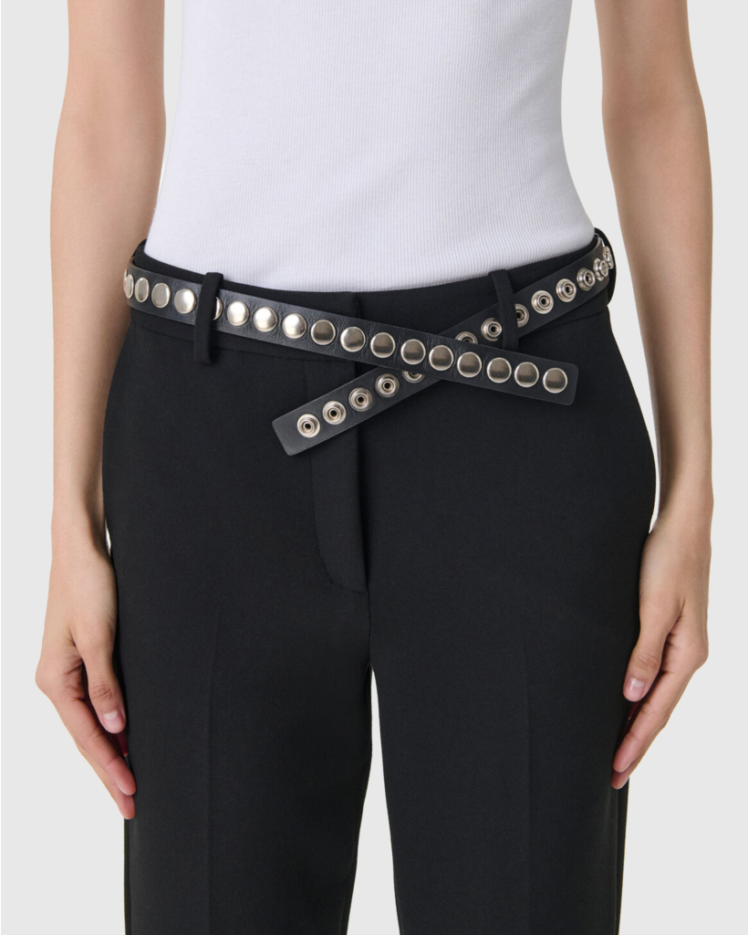 Click Leren Riem met Studs Zwart/Zilver