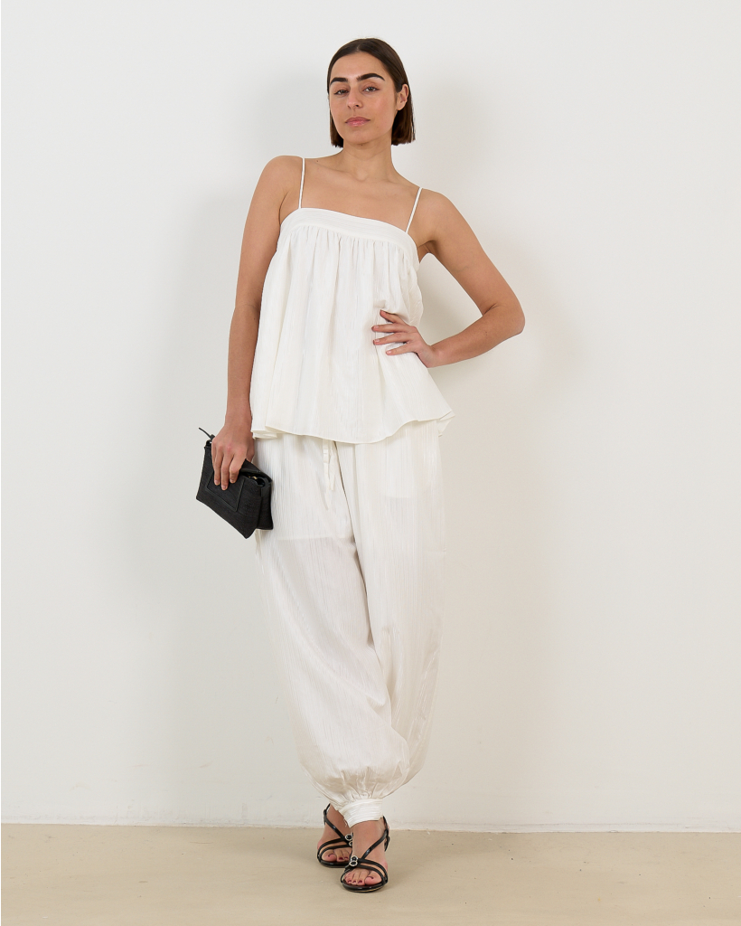 Striped Balloon Broek Bright White