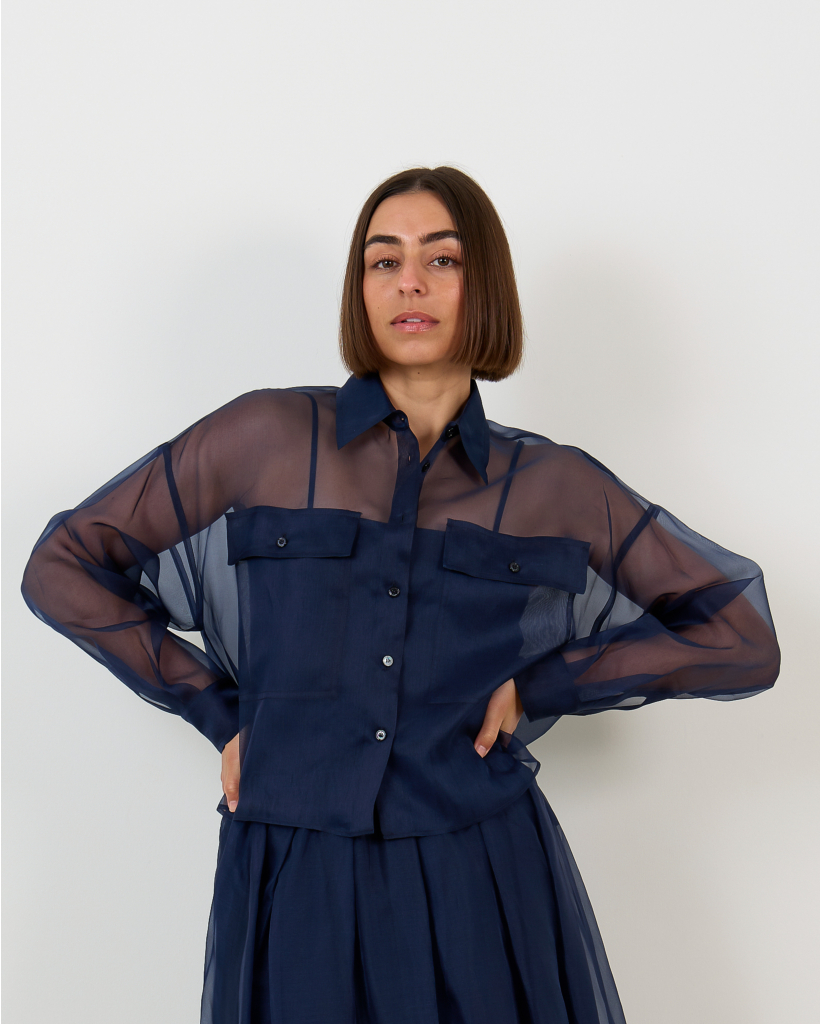 Sheer Blouse Donker Blauw 