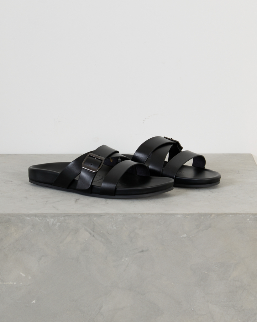 Sandalen Met Gesp Leer Zwart