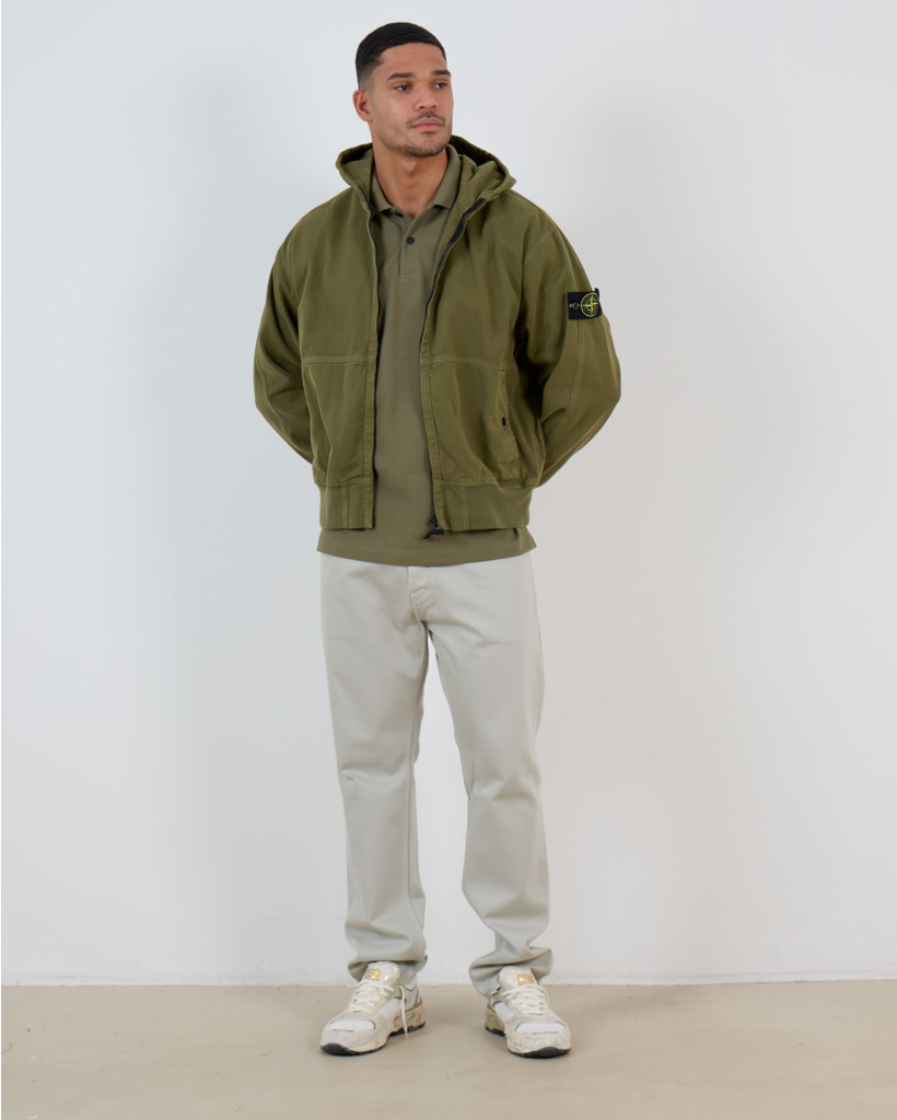 6100068 Oversized Jack met Rits en Capuchon Militair Groen