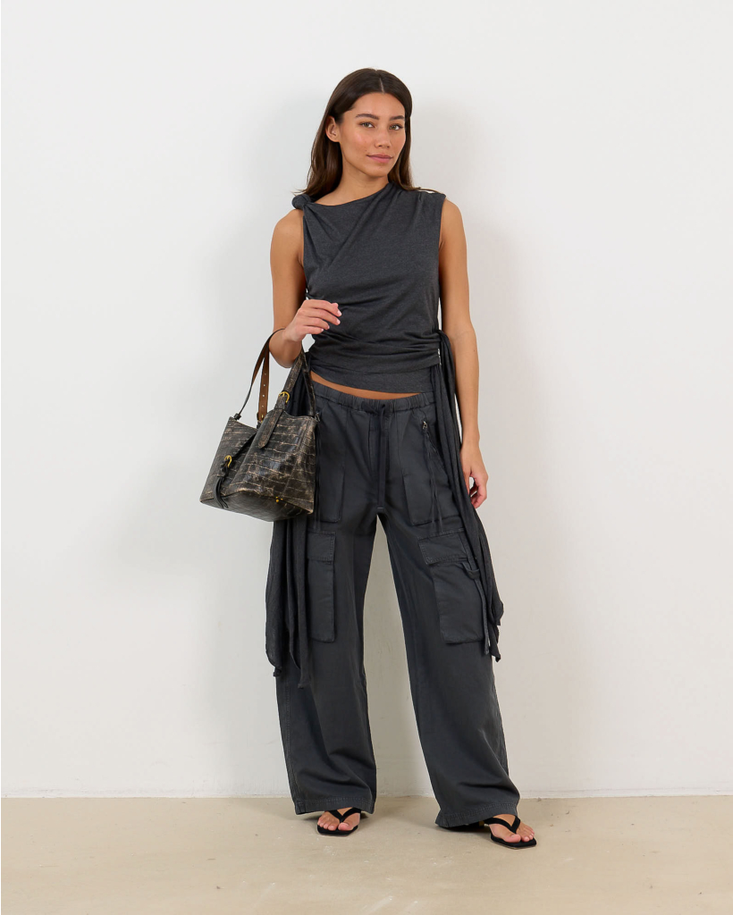 Jersey Top met Knoopdetails Phantom Grijs