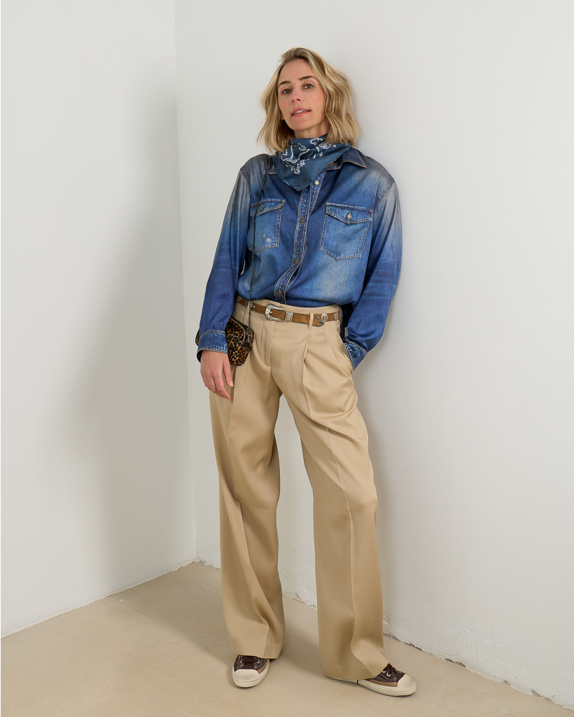 Wollen Gabardine Pantalon Beige