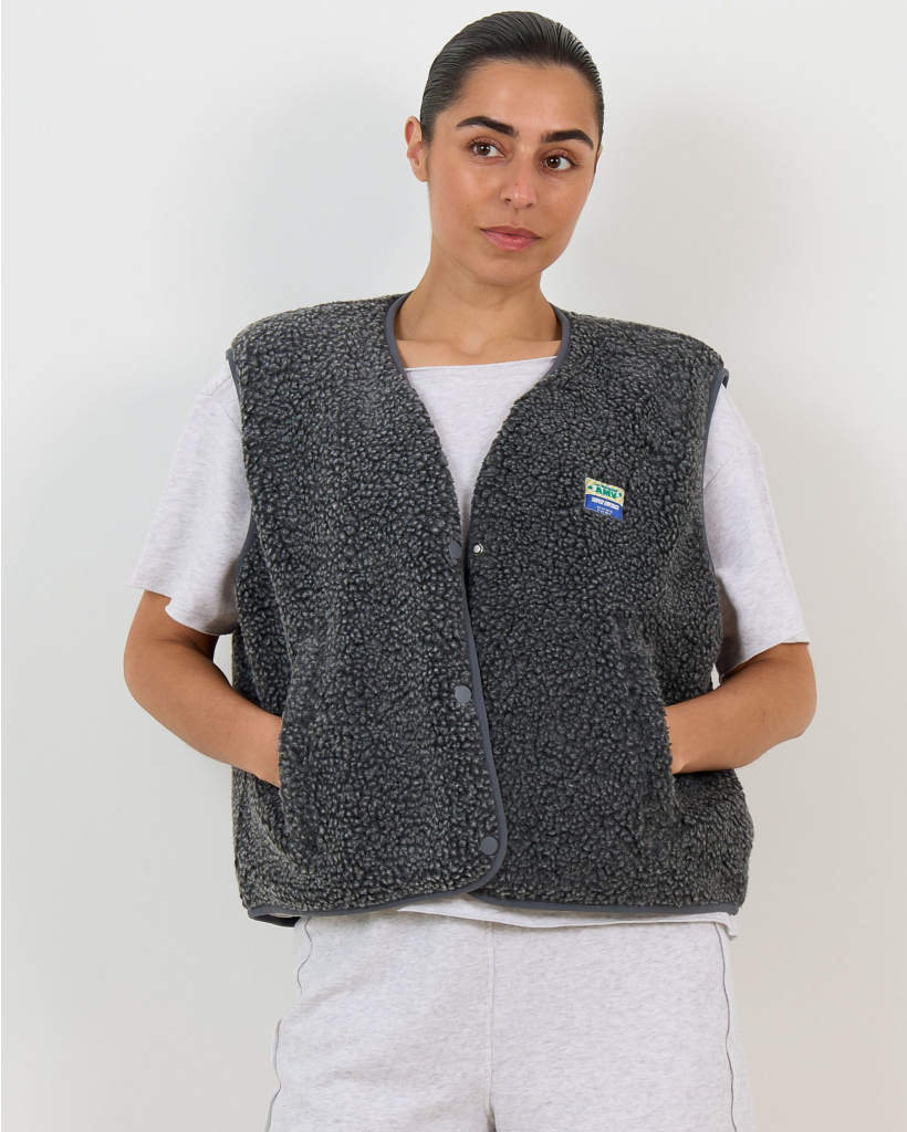 Hoktown Mouwloos Teddy Vest Grijs