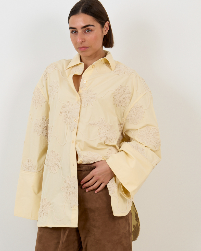 Oversized Blouse met Bloemenpatroon Geel