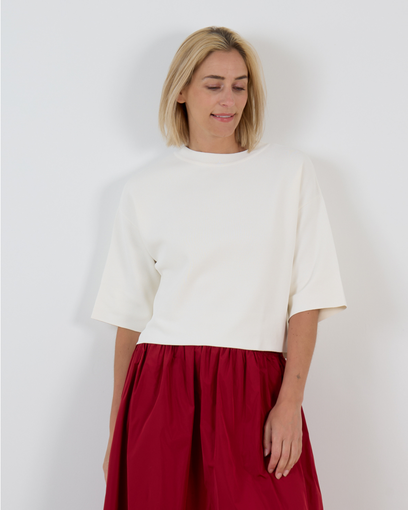 Nouky Persy Korte Mouw Pullover met Ronde Hals Off-White