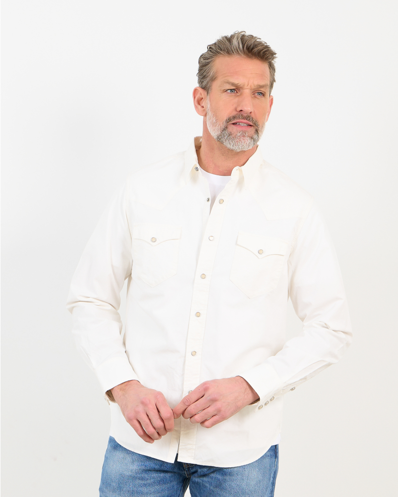Slim Fit Poplin Western Shirt White