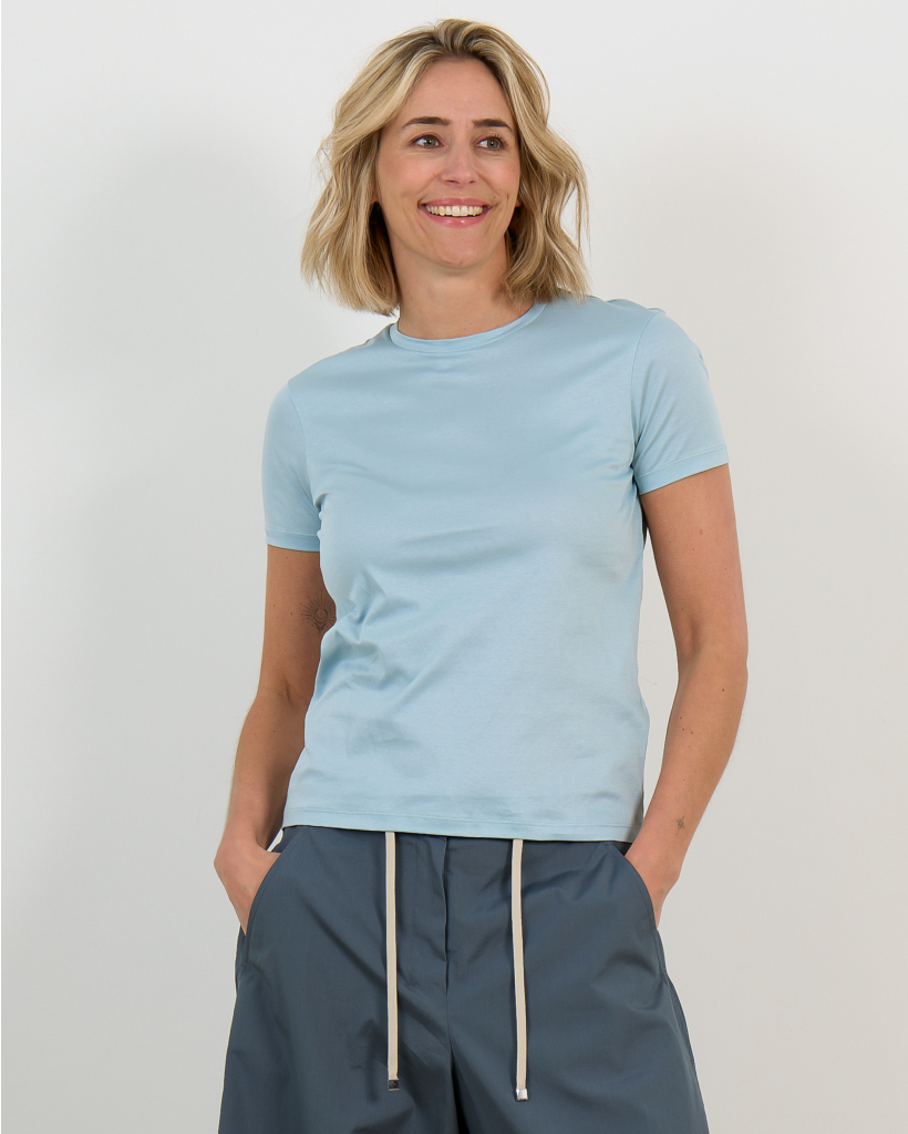 Livia T-shirt Korte Mouw V-hals Chambray